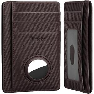 Slim Genuine Leather AirTag Wallet – RFID Blocking Leather Card Holder by Aunote